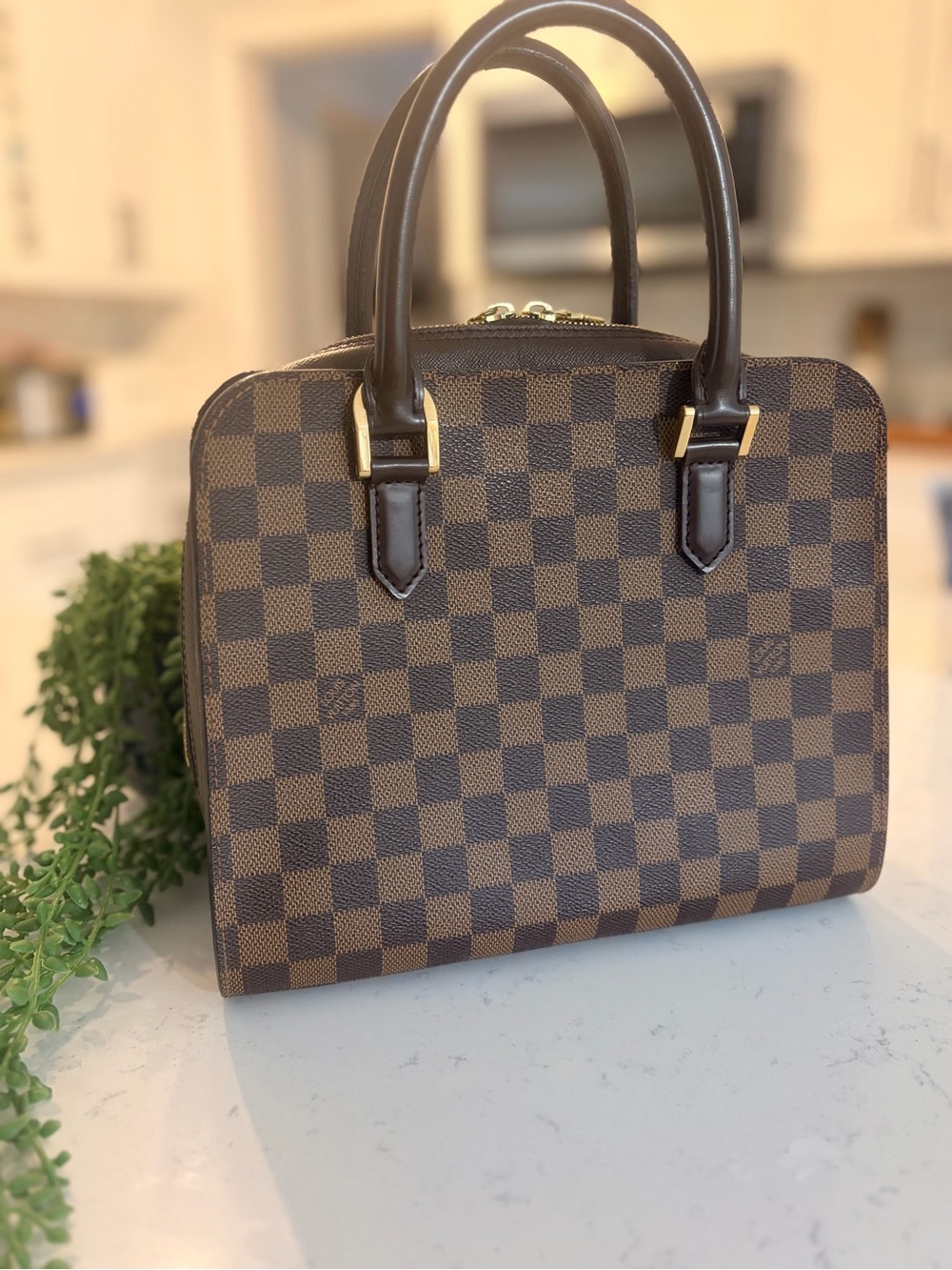 Louis Vuitton Damier Ebene handbag with Gold Hardware
